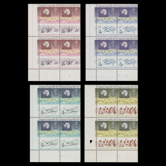 BAT 1971 (MNH) Antarctic Treaty plate blocks