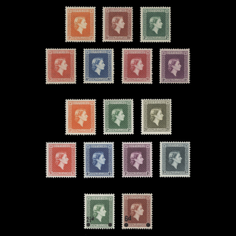 New Zealand 1954-63 (MLH) Officials, coarse and white paper printings