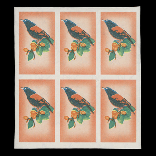 New Zealand 1962 Tieke imperf proof block missing black