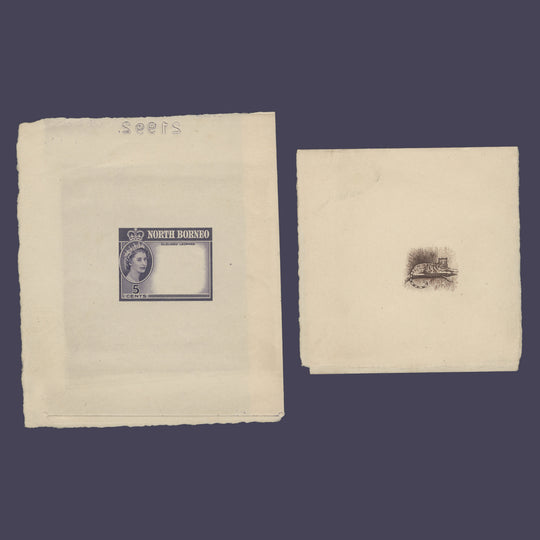 North Borneo 1961 Clouded Leopard die proofs of frame and vignette
