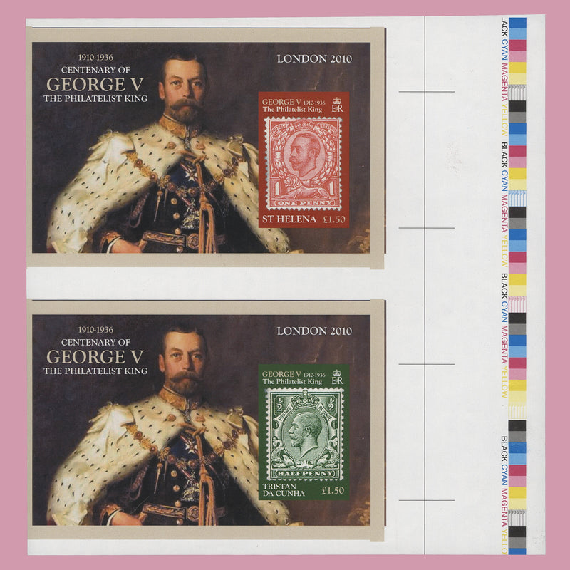 Saint Helena/Tristan da Cunha 2010 The Philatelist King imperf proof miniature sheets