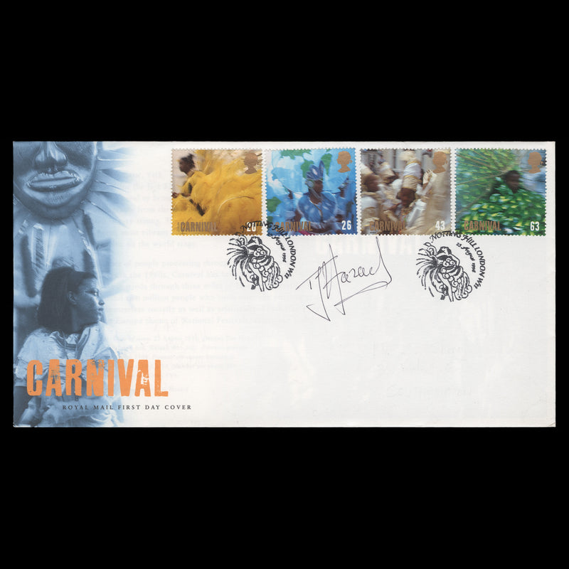 Great Britain 1998 Notting Hill Carnival first day cover signed by designer