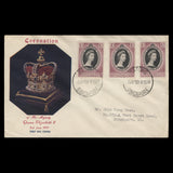 Malaya 1953 (FDC) 10c Coronation singles, KATONG