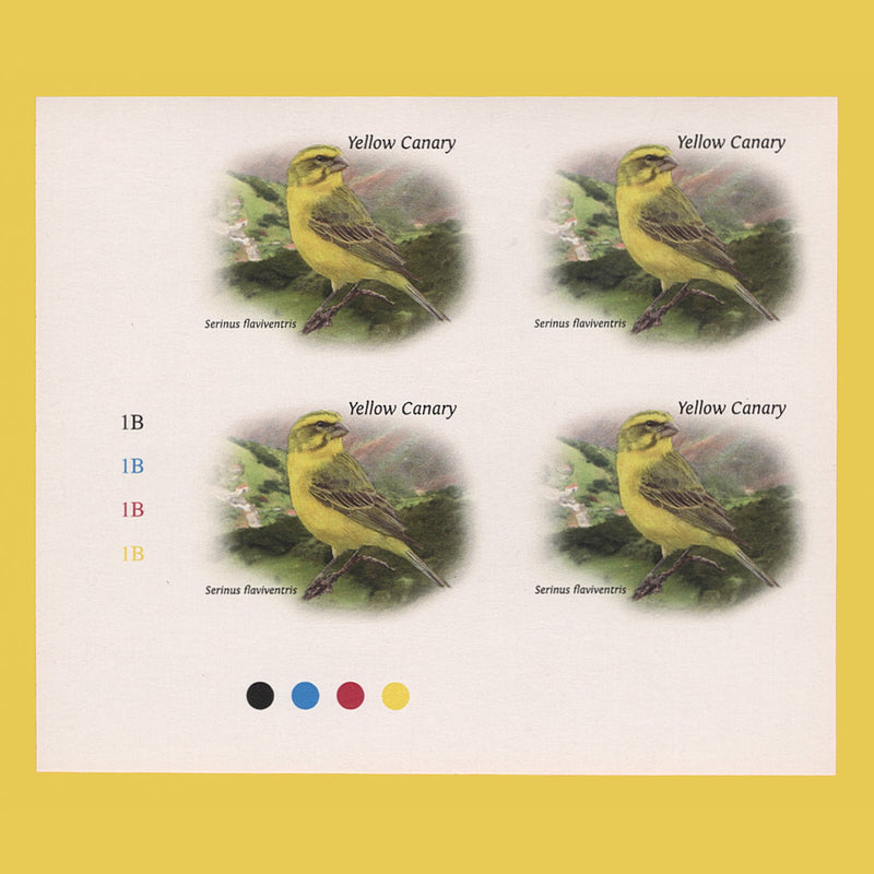 Saint Helena 2015 Yellow Canary imperf proof traffic light/plate block