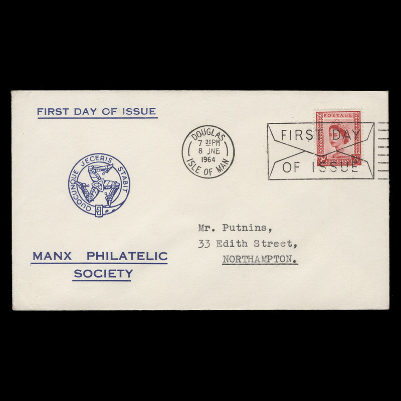 Isle of Man 1964 (FDC) 2½d Carmine-Red, DOUGLAS