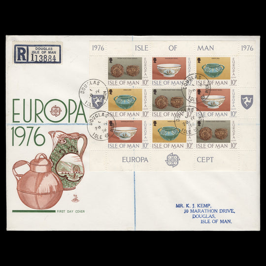 Isle of Man 1976 Europa, Ceramic Arts sheetlets first day covers