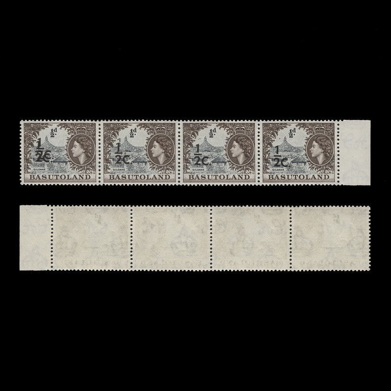 Basutoland 1961 (Variety) ½c/½d Qiloane strip with double surcharge