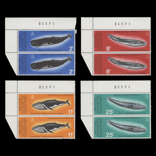 BAT 1977 (MNH) Whale Conservation imprint pairs