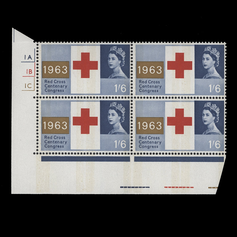 Great Britain 1963 (MNH) 1s6d Red Cross Centenary phosphor cylinder block