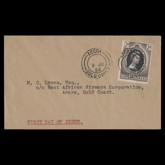 Gold Coast 1953 (FDC) 2d Coronation, ACCRA