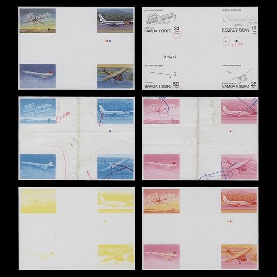 Samoa 1978 Aviation Progress composite imperf proof blocks