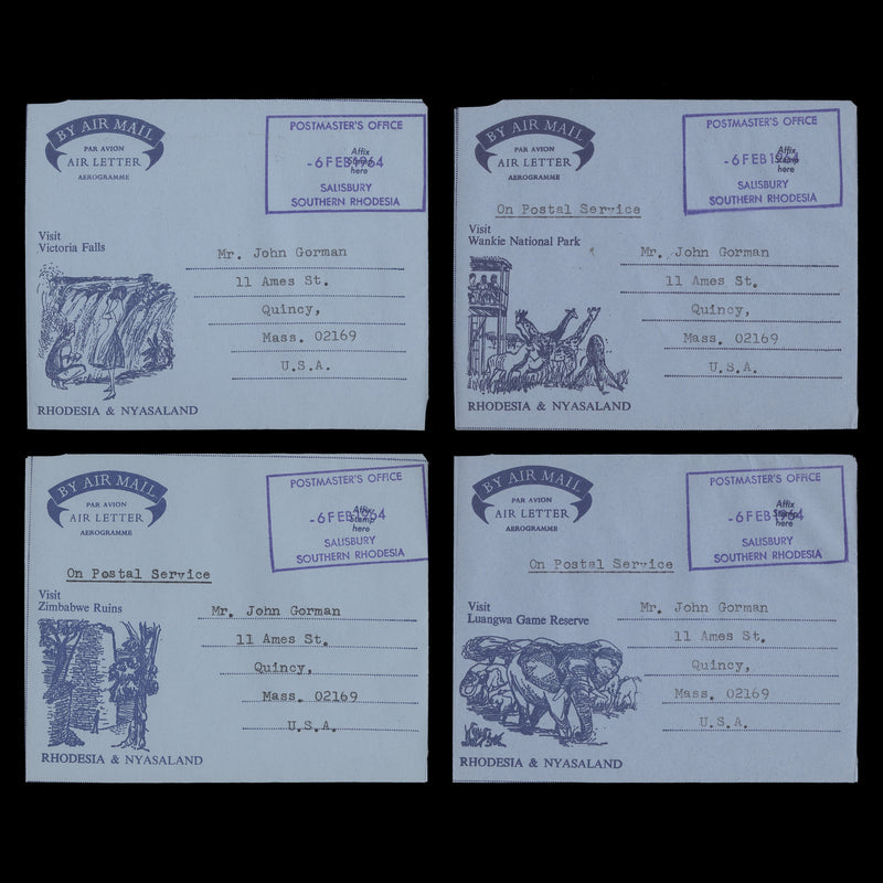 Rhodesia & Nyasaland 1958 Tourism air letters, SALISBURY