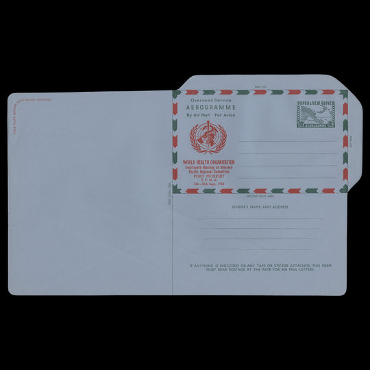 Papua New Guinea 1963 (Unused) 10d Map/WHO Meeting aerogramme