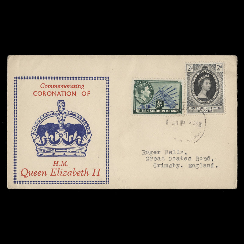 Solomon Islands 1953 (FDC) 2d Coronation, AUKI