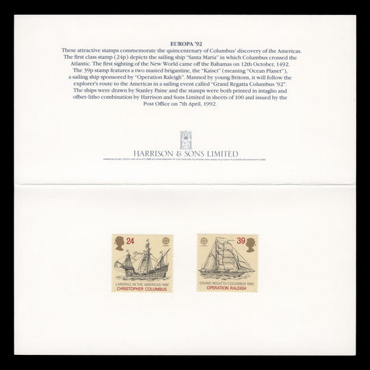 Great Britain 1992 International Events presentation folder