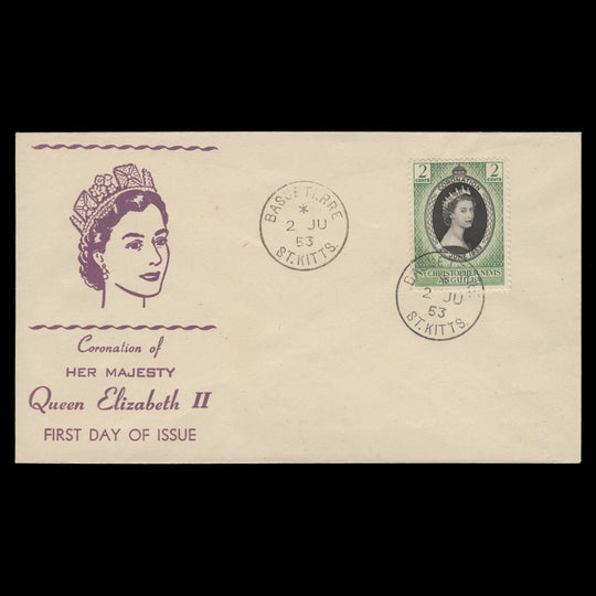 St Christopher Nevis Anguilla 1953 (FDC) 2c Coronation, BASSETERRE