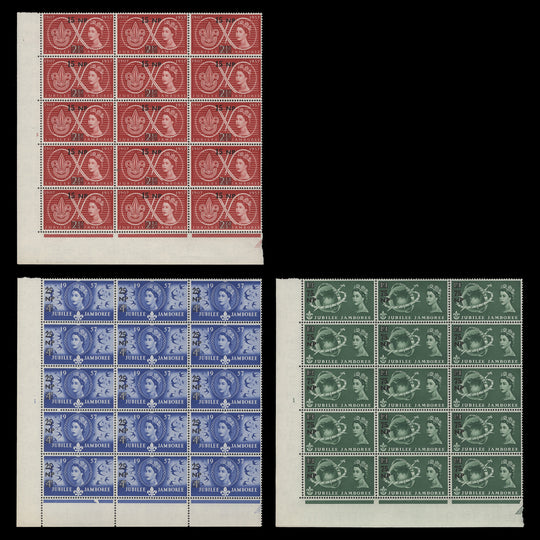 BPAEA 1957 (MNH) World Scout Jubilee Jamboree cylinder blocks