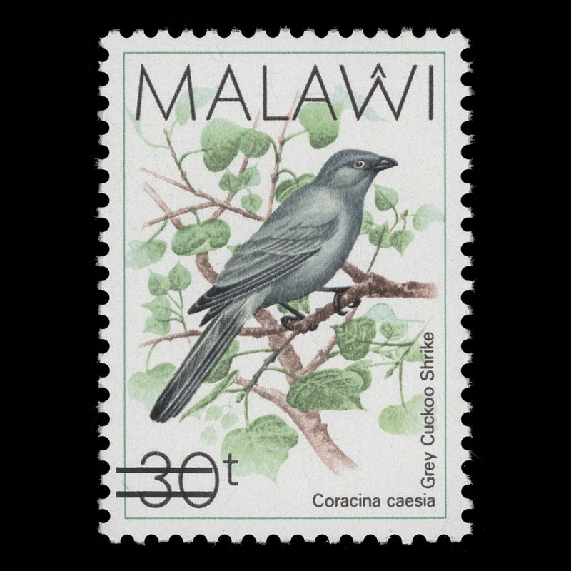 Malawi 2017 (Variety) K600/30t Grey Cuckoo Shrike missing surcharge