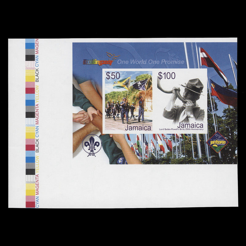 Jamaica 2007 Scouting Anniversary imperf proof miniature sheet