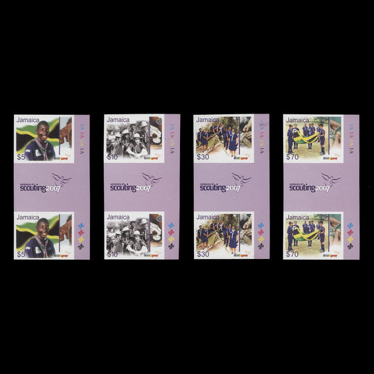 Jamaica 2007 Scouting Anniversary imperf proof gutter plate pairs