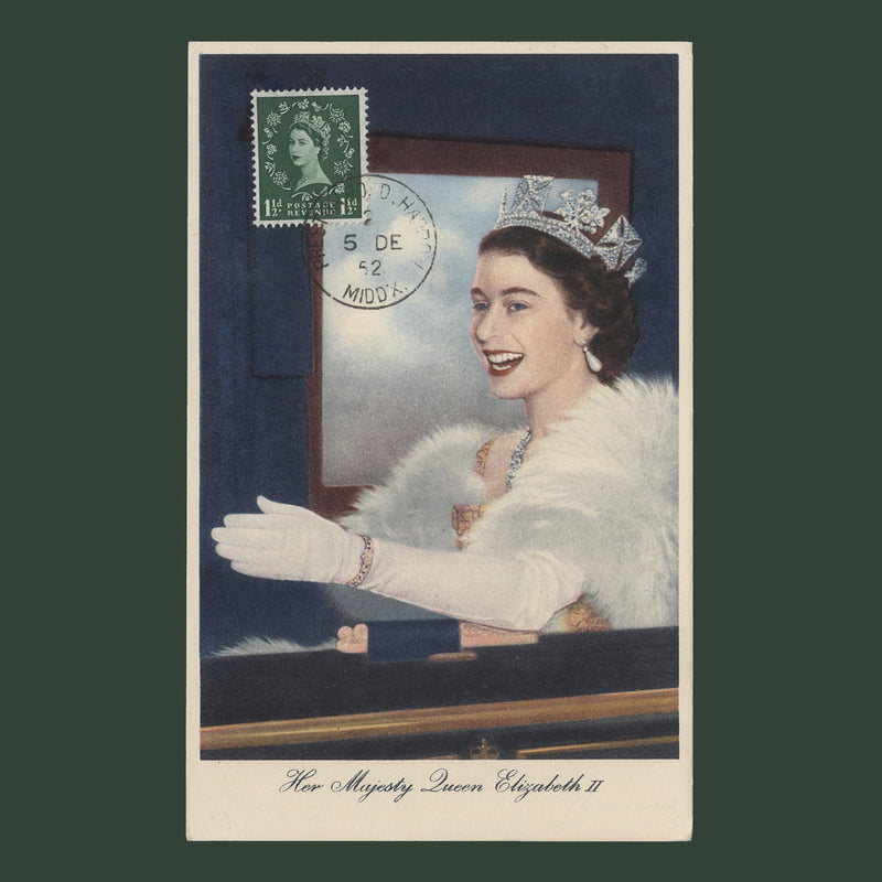 Great Britain 1952 Wilding Definitive first day postcard, HARROW