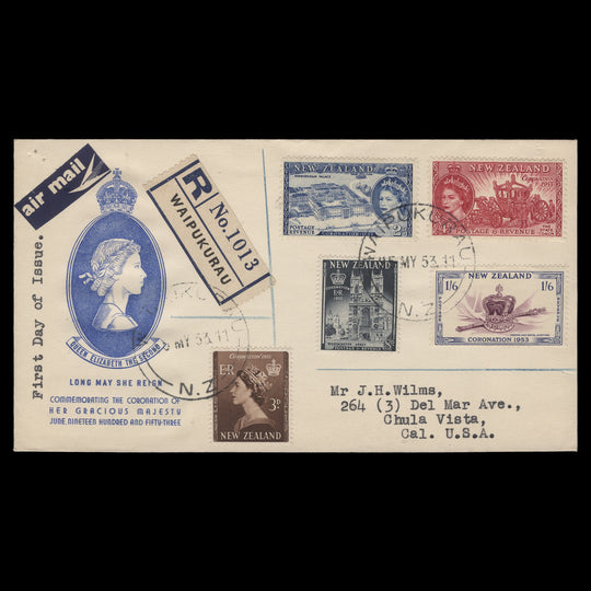 New Zealand 1953 Coronation first day cover, WAIPUKURAU