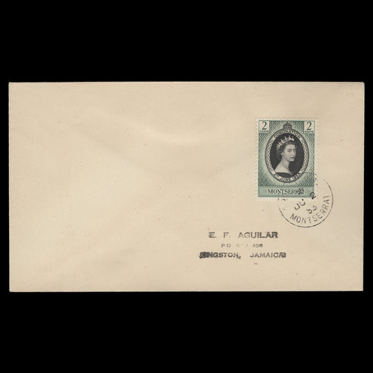 Montserrat 1953 (FDC) 2c Coronation, PLYMOUTH