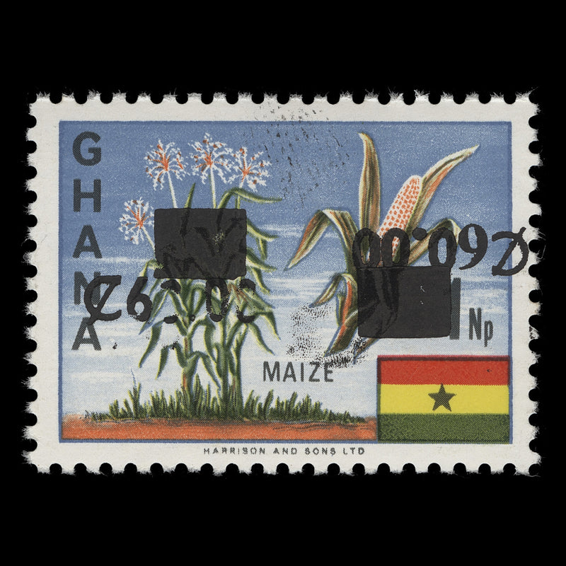 Ghana 1990 (Variety) C60/1np Maize with double surcharge, one inverted