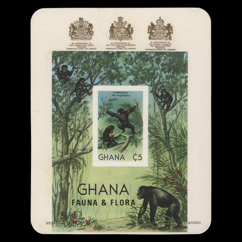 Ghana 1982 Flora & Fauna imperf proof miniature sheet on presentation card