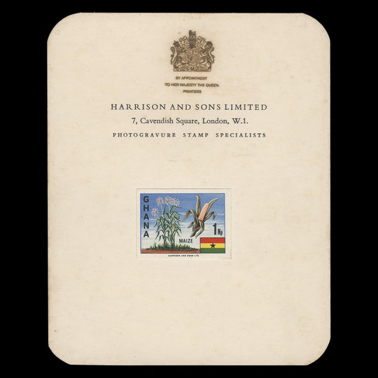 Ghana 1967 Maize imperf proof on presentation card