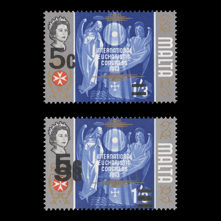 Malta 1972 (Variety) 5c/1s3d Eucharistic Congress with double surcharge
