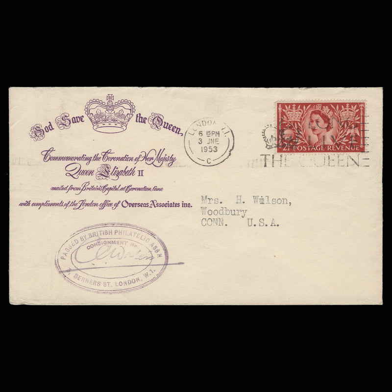 Great Britain 1953 (FDC) 2½d Coronation, LONDON