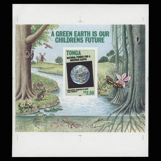Tonga 1990 Alternative  Sources of Electricity imperf proof miniature sheet