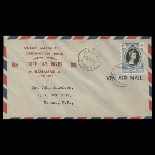 Bahamas 1953 (FDC) 6d Coronation, NASSAU