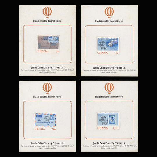Ghana 1974 UPU Centenary imperf proofs on presentation cards