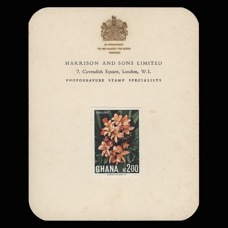 Ghana 1967 Frangipani imperf proof on presentation card