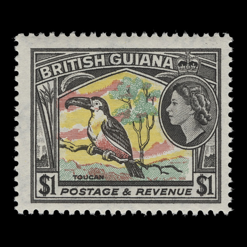 British Guiana 1963 (MNH) $1 Toucan, De La Rue