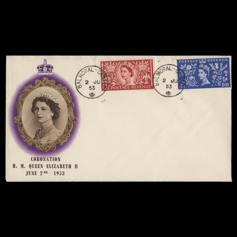 Great Britain 1953 Coronation pre-release cover, BALMORAL CASTLE