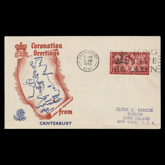 Great Britain 1953 (FDC) 2½d Coronation, CANTERBURY