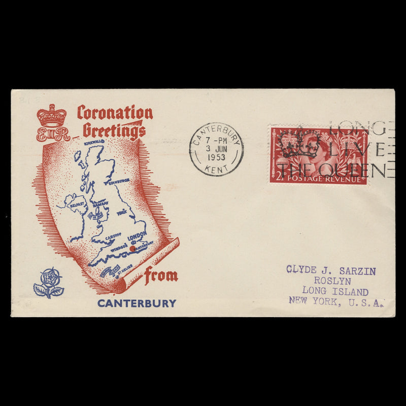 Great Britain 1953 (FDC) 2½d Coronation, CANTERBURY