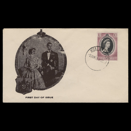 Pahang 1953 (FDC) 10c Coronation, KUALA LIPIS