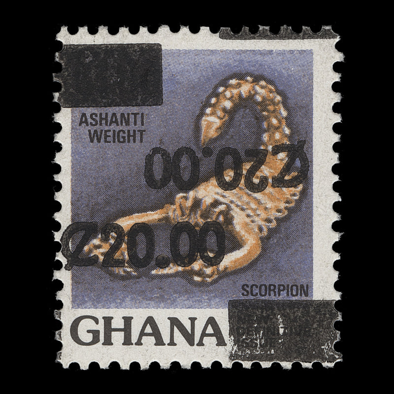 Ghana 1988 (Variety) C20/C1 Scorpion with double surcharge, one inverted