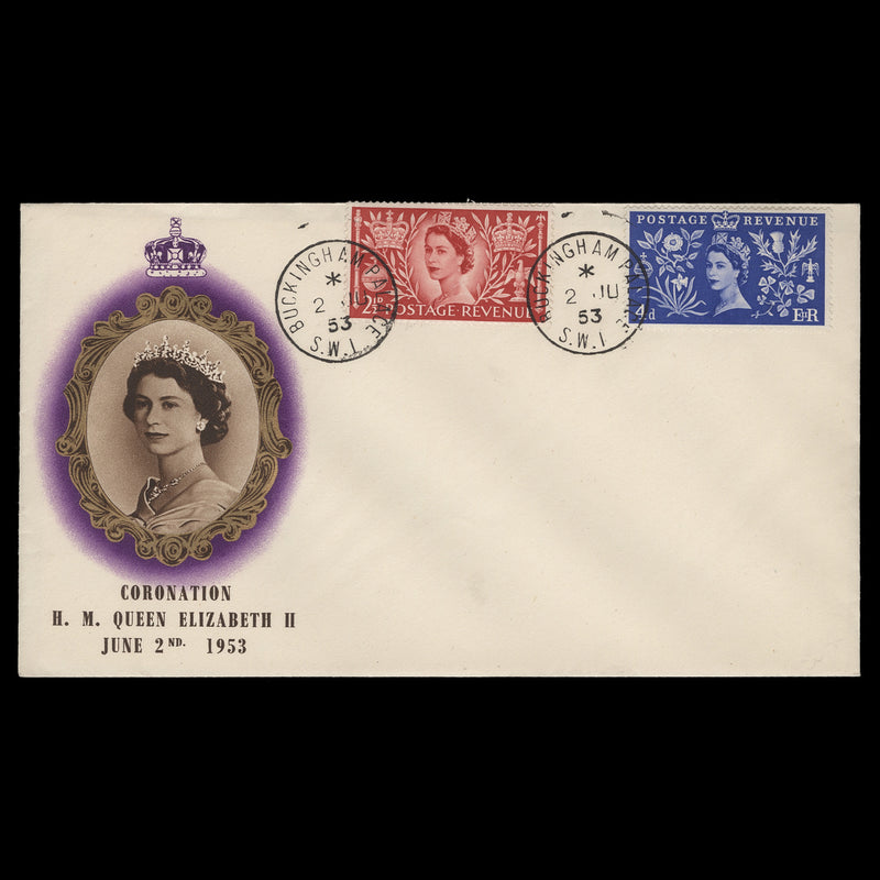 Great Britain 1953 Coronation pre-release cover, BUCKINGHAM PALACE