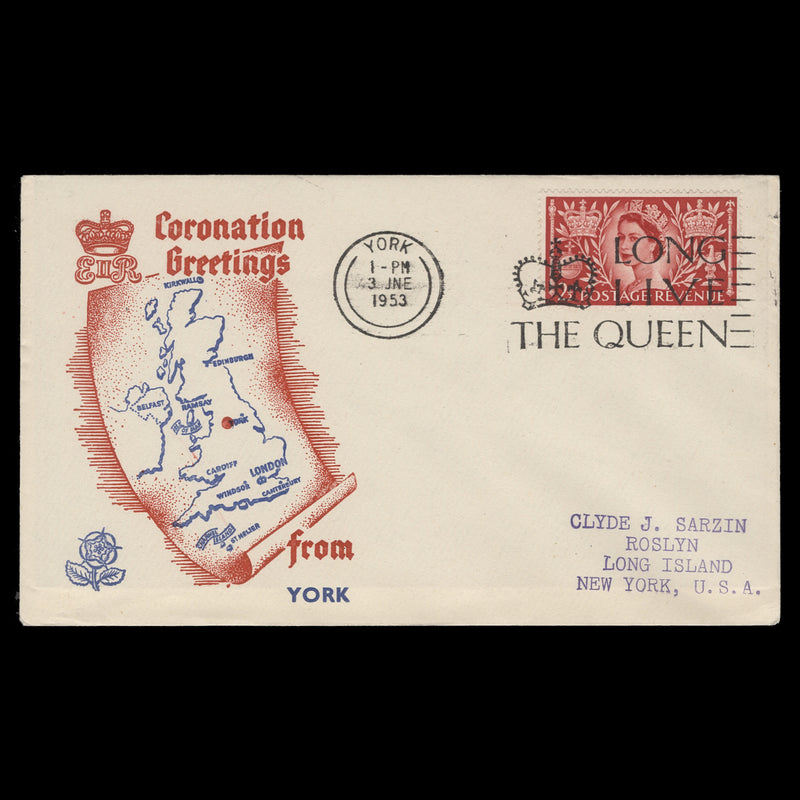 Great Britain 1953 (FDC) 2½d Coronation, YORK