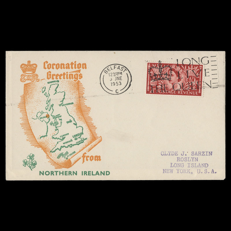 Great Britain 1953 (FDC) 2½d Coronation, BELFAST