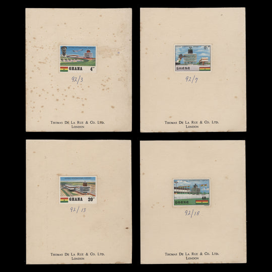 Ghana 1970 Kotoka Airport Inauguration imperf proofs on presentation cards