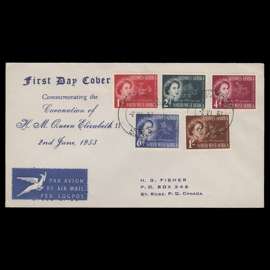 South West Africa 1953 (FDC) Coronation, WINDHOEK