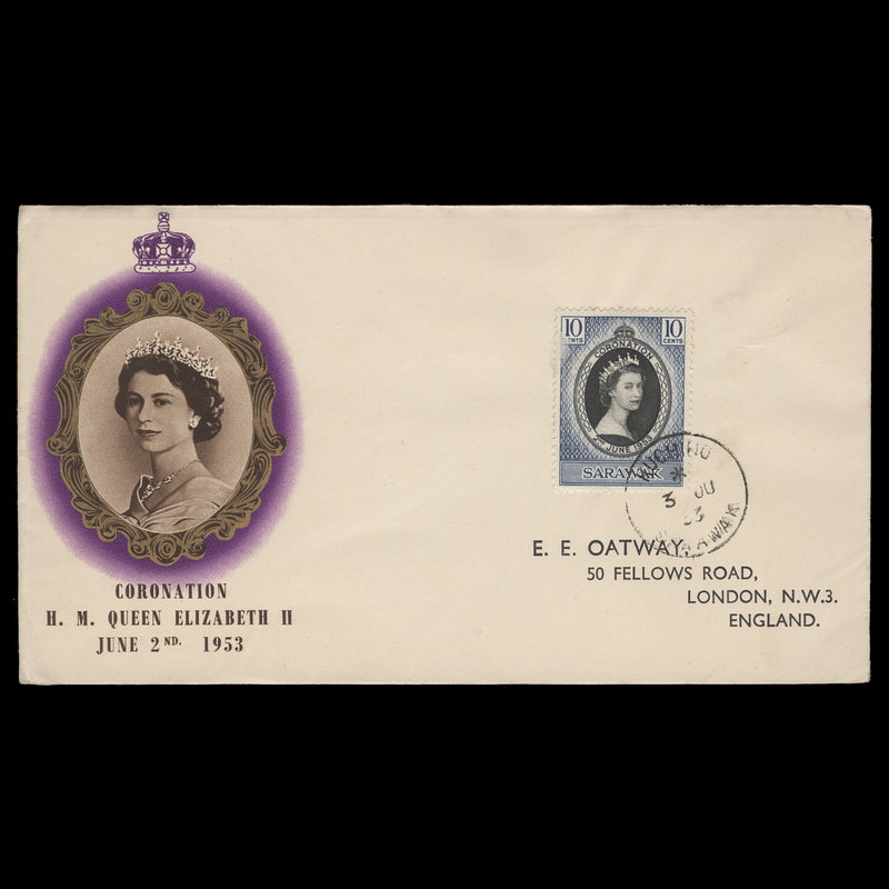 Sarawak 1953 (FDC) 10c Coronation, KUCHING