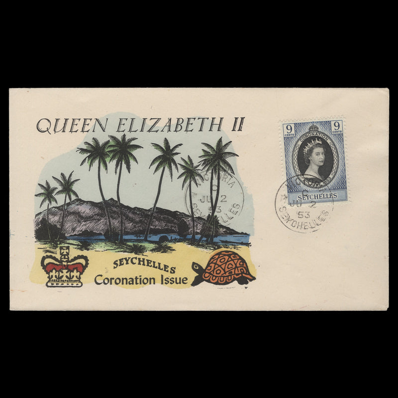 Seychelles 1953 (FDC) 9c Coronation, VICTORIA