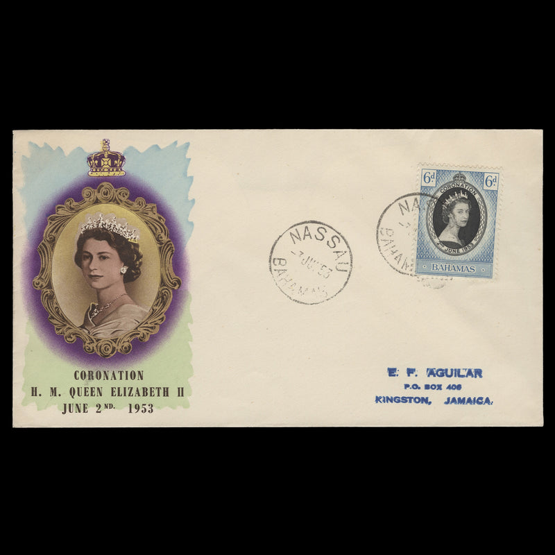 Bahamas 1953 (FDC) 6d Coronation, NASSAU